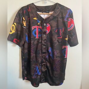 Mens Camo MLB Baseball Logo Jersey Shirt